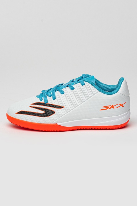 Skechers, Футболни обувки SKX 2 Club с лого, Бял/Светлосин