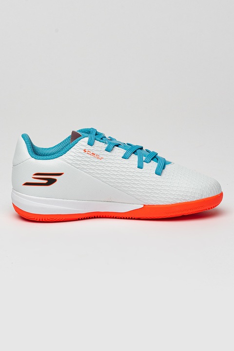 Skechers, Футболни обувки SKX 2 Club с лого, Бял/Светлосин