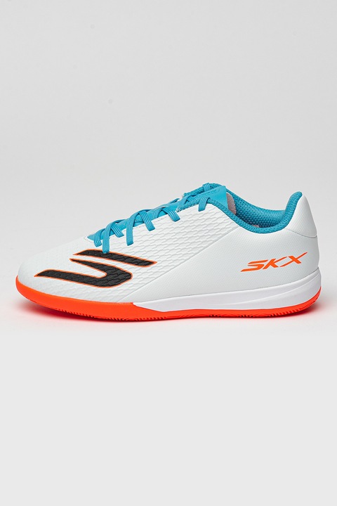 Skechers, Олекотени футболни обувки 1 Jr Youth с контрасти, Бял/Светлосин