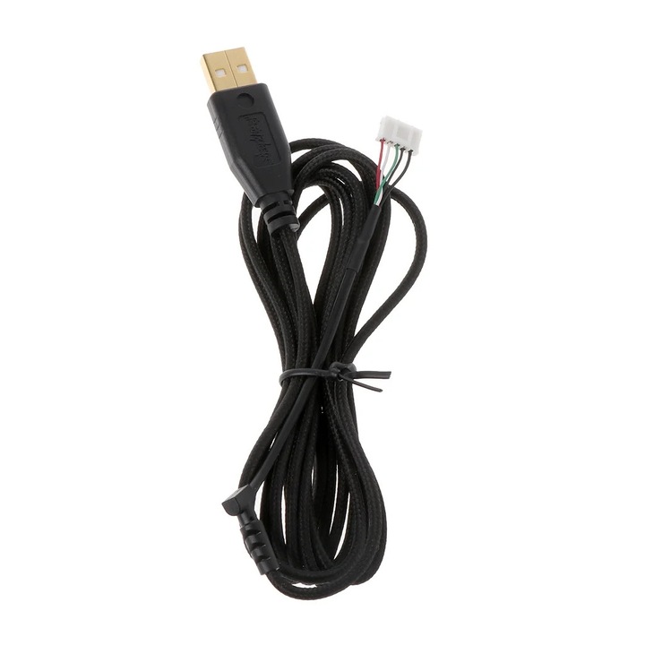 YANYXR USB egérkábel 2.25m fekete fonott nylon aranyozott 3.5mm