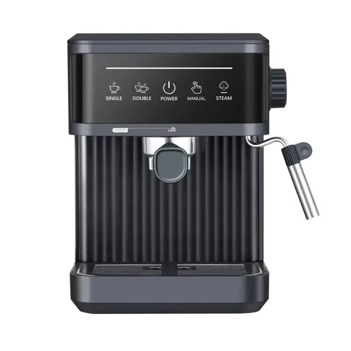Espressor manual, 800W, 20 bar, Functie Mentinere la Cald, Filtru Lavabil, Placa de Incalzire, aburi, Negru