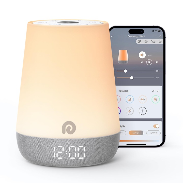 Dreamegg Nite 1, апарат за бял шум, 34 звука, с нощна лампа, за бебешко креватче