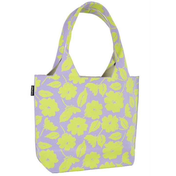 Geanta copii CoolPack, floral, 47x35x15cm, mov/galben