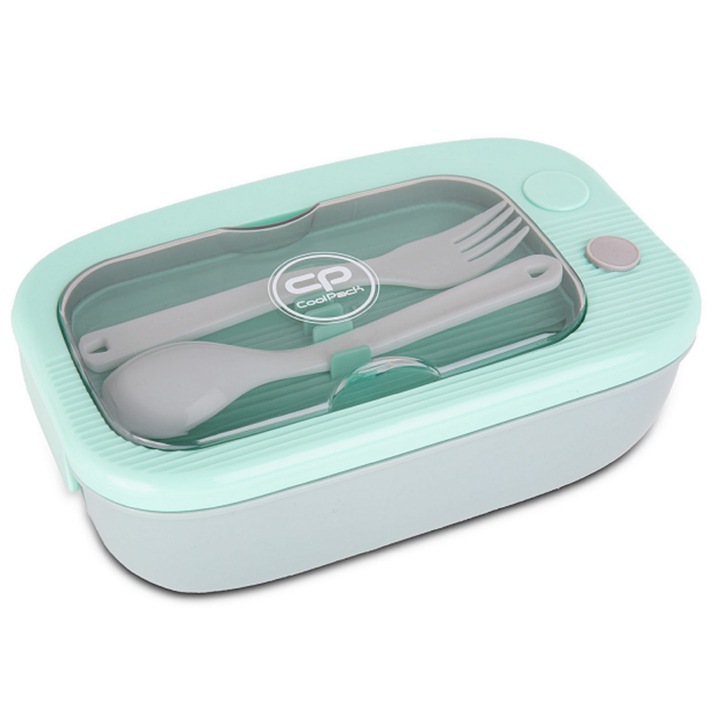 Coolpack - Mil műanyag uzsonnás doboz evőeszközökkel - Mint Gray (Z31004)