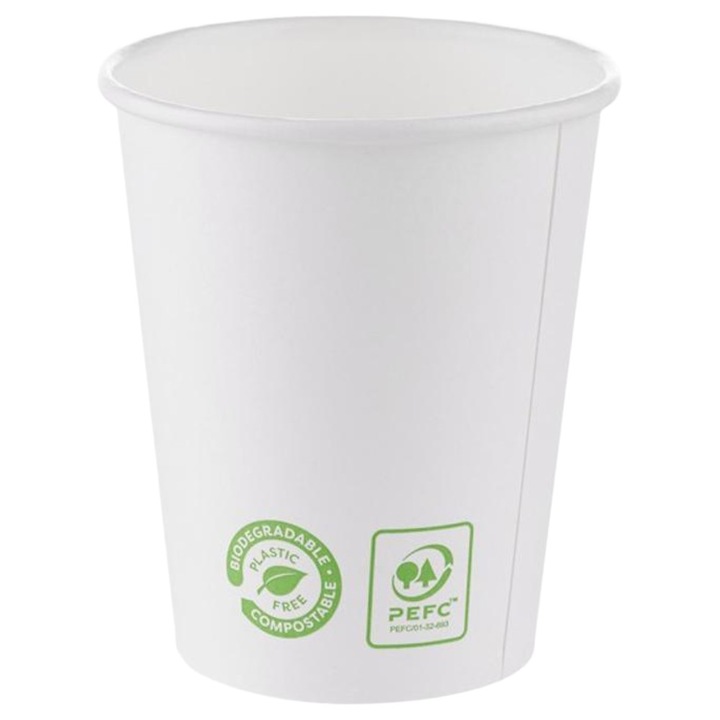 Set 2 x 25 Pahare din Carton, 240 ml, Biodegradabile, Albe