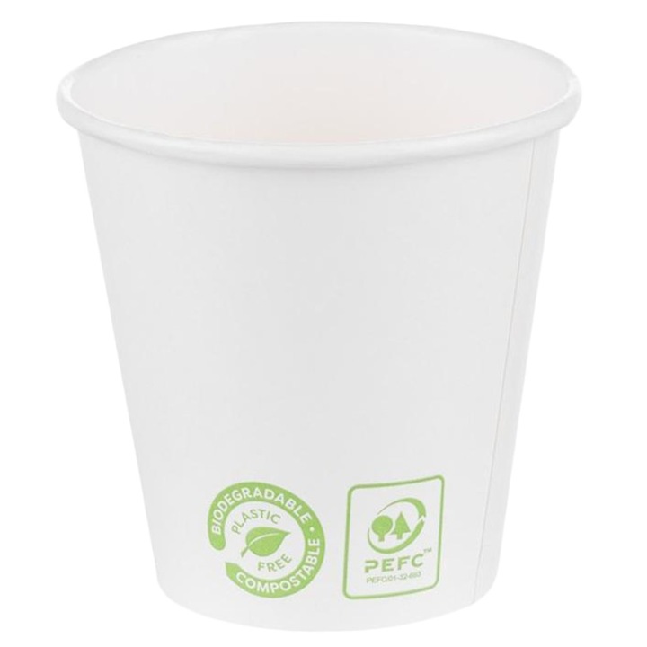 Set 2 x 25 Pahare din Carton, 220 ml, Biodegradabile, Albe