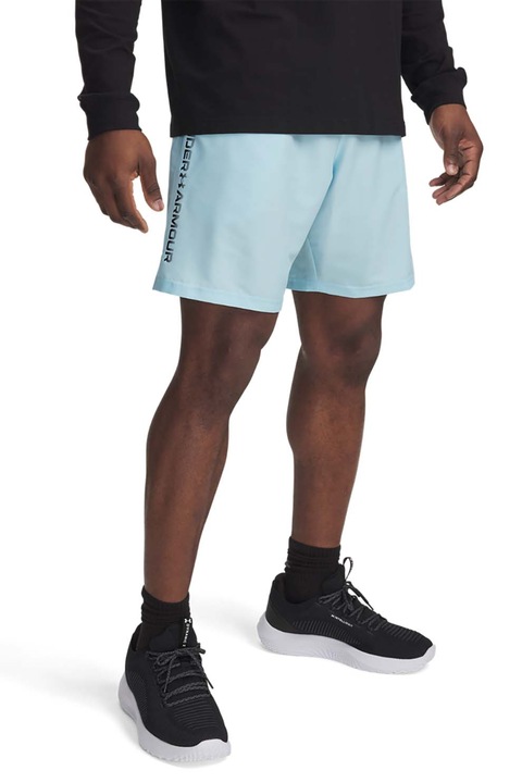 Under Armour, Pantaloni scurti cu logo lateral, pentru fitness Wordmark, Albastru pastel