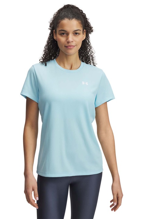 Under Armour, Tricou cu decolteu rotund, pentru fitness, Albastru pastel