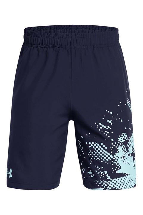 Under Armour, Pantaloni scurti cu model si talie elastica pentru fitness, Bleumarin