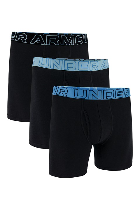 Under Armour, Set de boxeri cu banda logo in talie - 3 perechi, Negru, Gri deschis, Albastru royal, 2XL