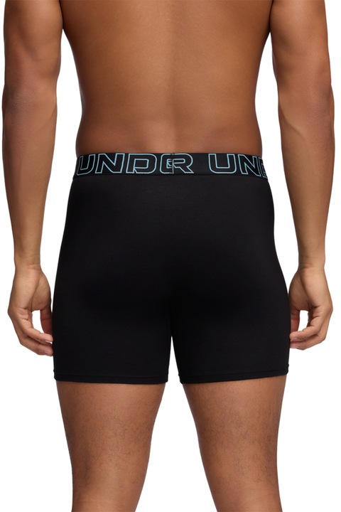 Under Armour, Set de boxeri cu banda logo in talie - 3 perechi, Negru, Gri deschis, Albastru royal, 2XL