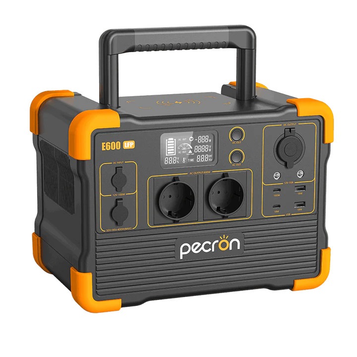 Преносима електрическа зарядна станция iSEN PECRON E600LFP, 614Wh, 1200W, 230V, LCD екран, бързо зареждане, LiFePO4 батерия, MPPT контролер, 7 изхода, BMS защита
