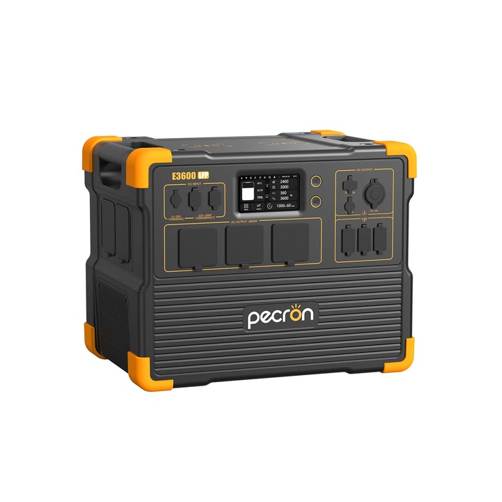 Преносима електрическа зарядна станция iSEN PECRON E3600LFP, 3072Wh (до 15360Wh), 3600W, 230V, дигитален дисплей, супер бързо зареждане 1.5h, LiFePO4 батерия, двоен MPPT, 14 изхода, BMS
