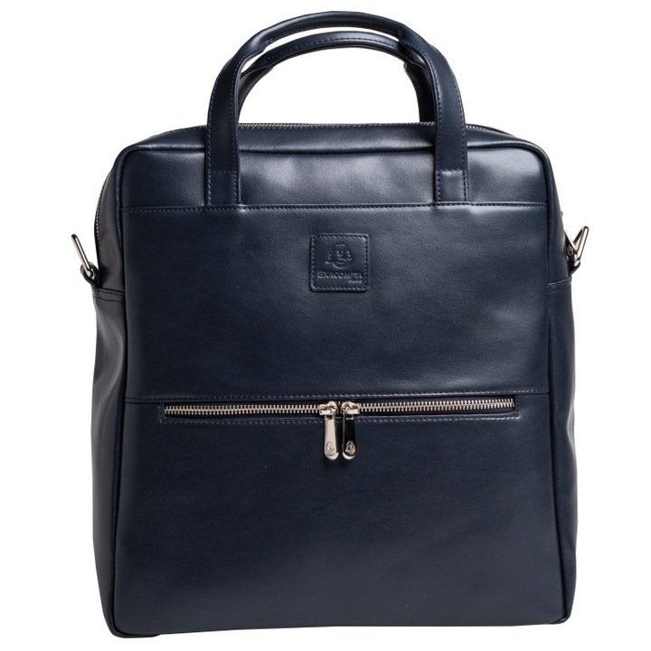 Rucsac din piele laptop 14" Exactive Lady Exacompta 17237E, bleumarin