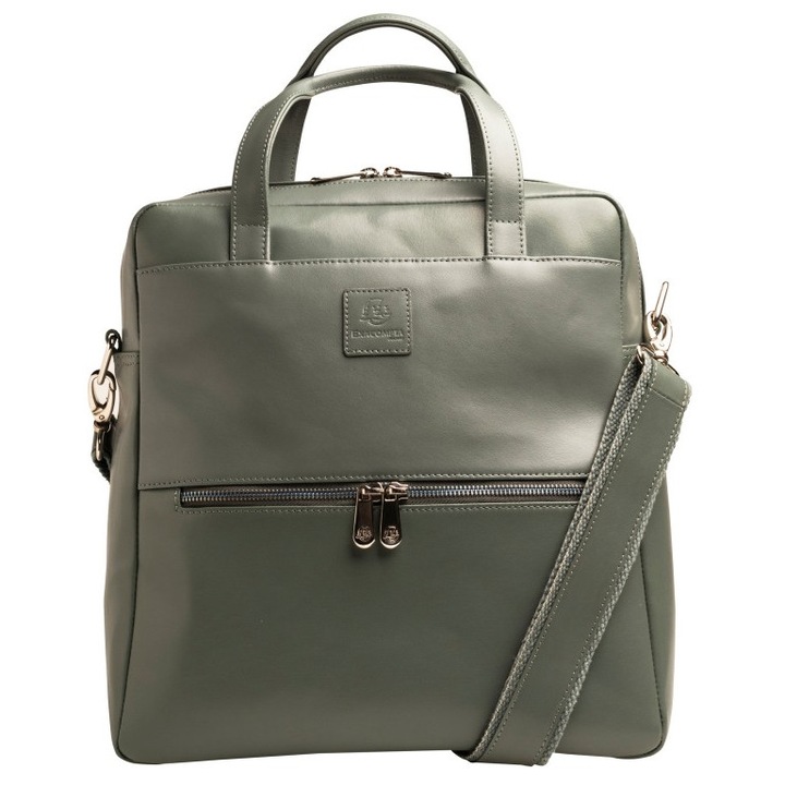 Rucsac din piele laptop 14" Exactive Lady Exacompta 17236E, gri