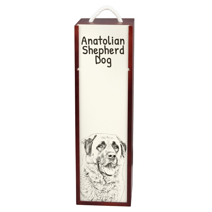 Кутия за вино с принт на порода куче, Art-Dog, 10.5x10.5x35см, дърво и MDF