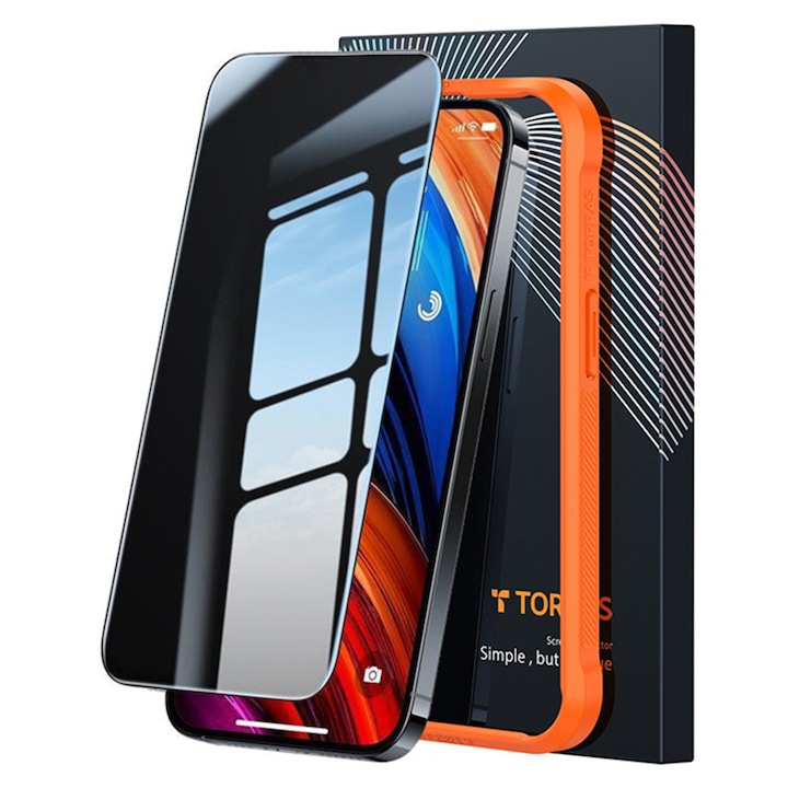 iPhone 15 Pro Max tok – Torras GlassGo Epic Privacy – fekete
