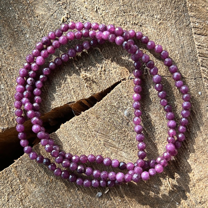 Bratara fatetata agat mov inchis, Druzy, pietre semipretioase, 3-4 mm