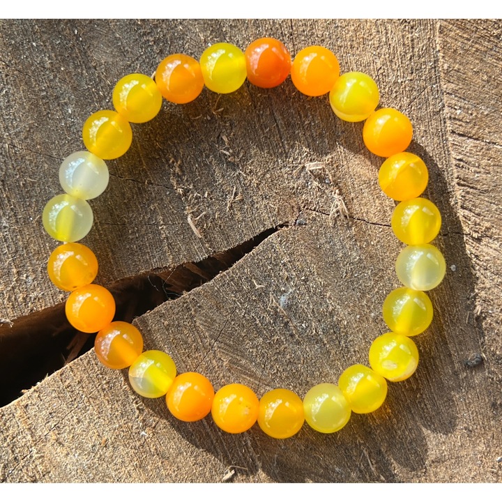 Bratara agat galben, Druzy, pietre semipretioase, 8 mm