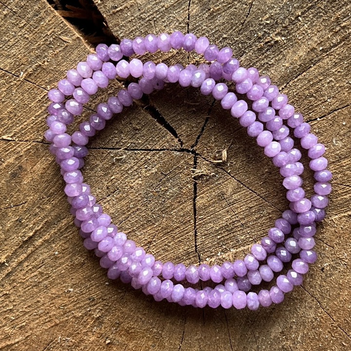 Bratara fatetata discuri agat mov, Druzy, pietre semipretioase, 4 mm