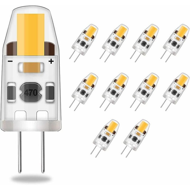 Becuri LED G4 dimabile, 2W echivalent 20W halogen, 200LM alb cald, set de 10, 1x3cm