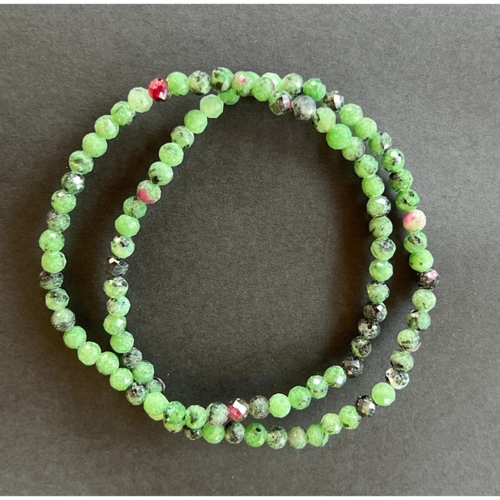 Bratara rubin in zoisit, Druzy, pietre semipretioase, 4 mm