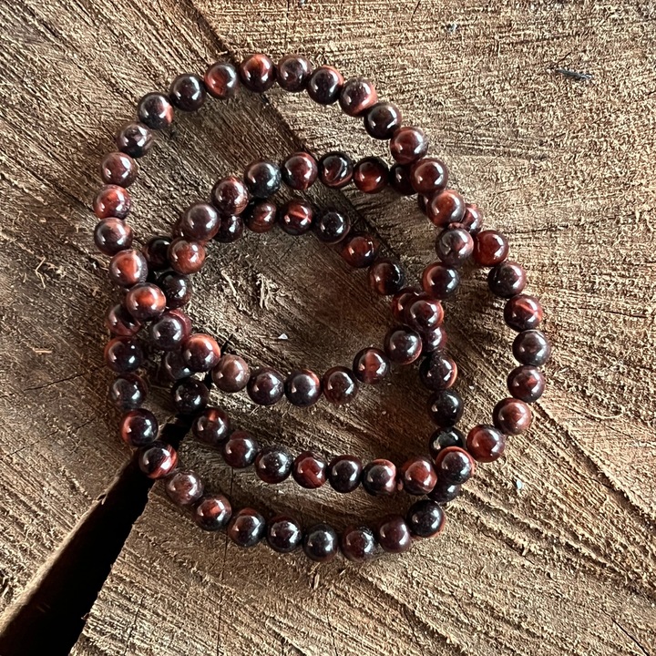 Bratara ochi de tigru rosu, Druzy, pietre semipretioase, 6 mm