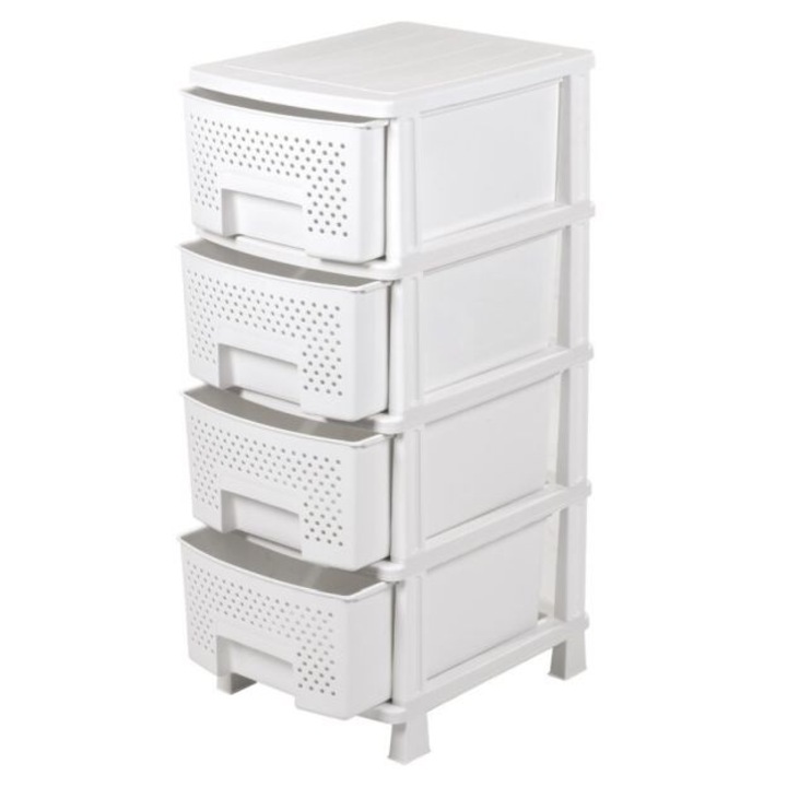 Dulap depozitare Homeplast, 4 compartimente, plastic, alb, 50x40x99cm