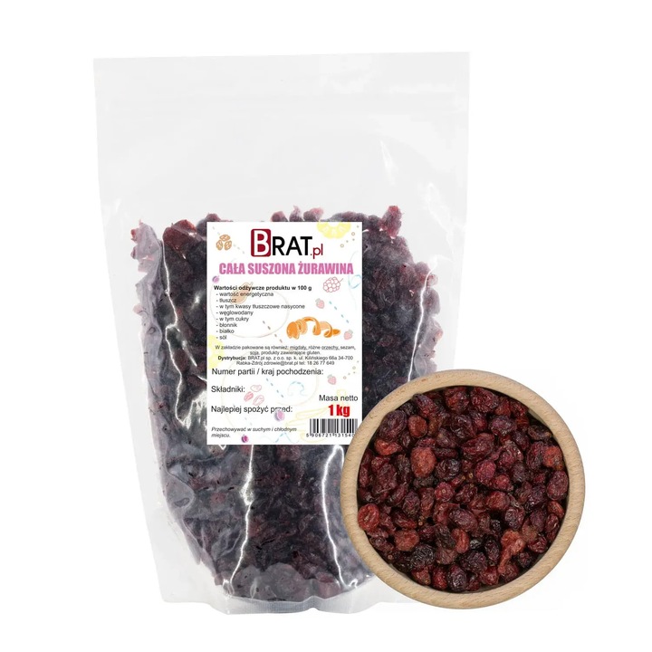 Merisoare uscate 1kg, Brat.pl, gust dulce-acrisor