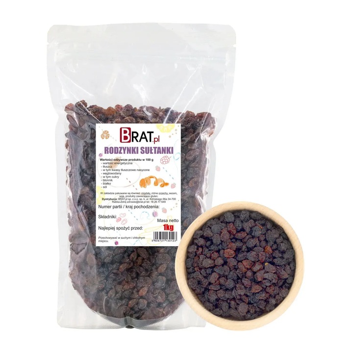 Stafide sultane 1kg, Brat.pl, natural, bogate in fibre