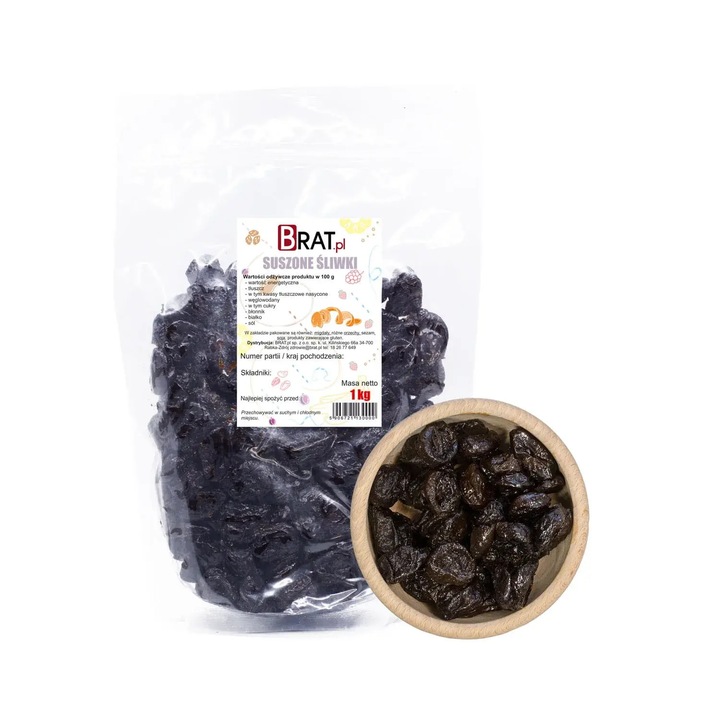 Prune uscate 1kg, Brat.pl, naturala, bogata in fibre