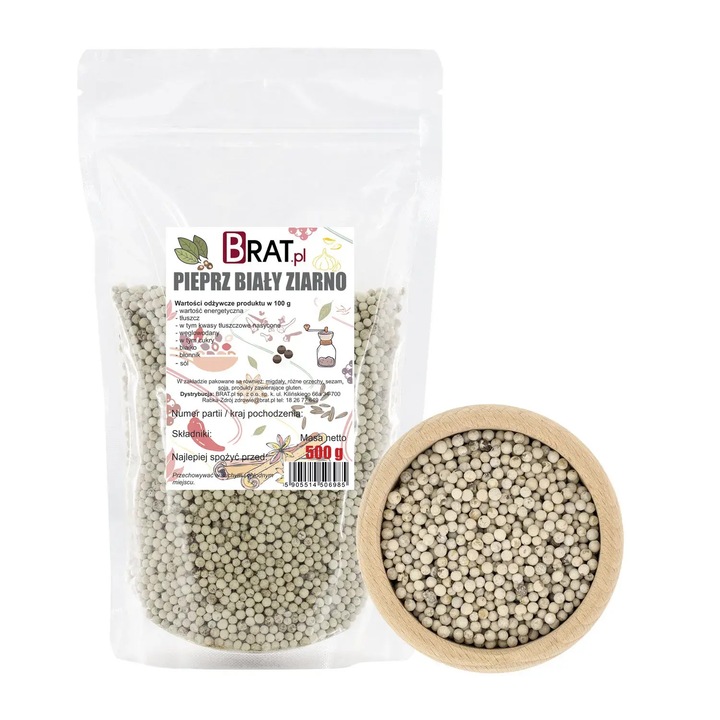 Piper alb boabe 500g, Brat.pl, natural