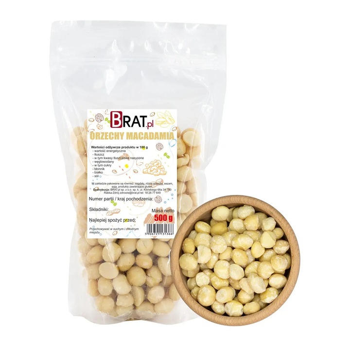 Nuci macadamia 500g, Brat.pl, natural