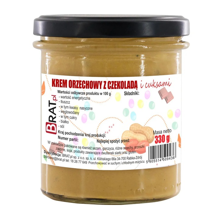 Crema de nuci cu ciocolata si bomboane 330g