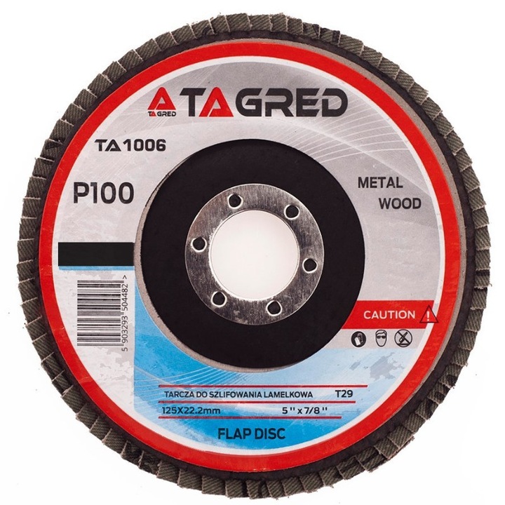 Disc slefuit pentru metal, Tagred TA1006, 125mm/22,23mm, P100