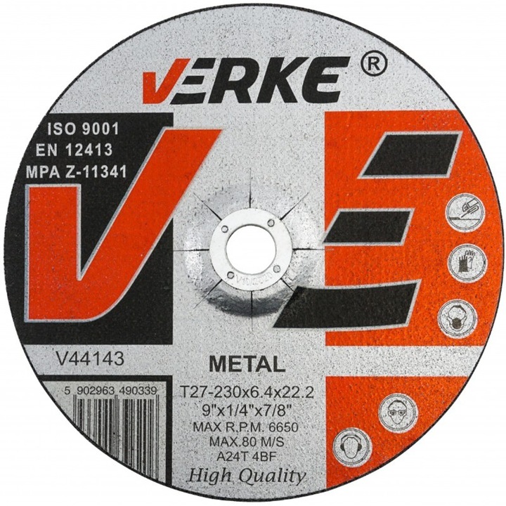 Fémvágó tárcsa, 230 mm, V44143, Verke