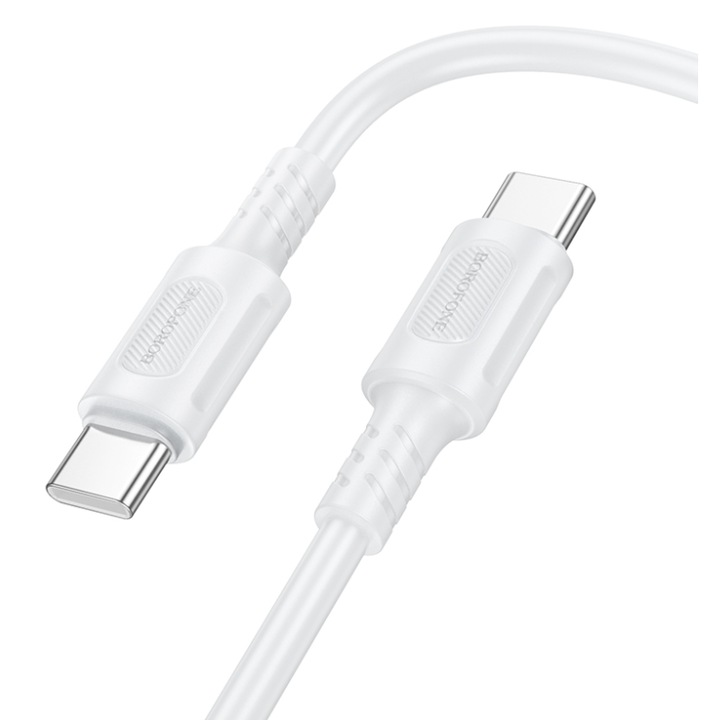 Cablu Date si Incarcare Borofone USB-C - USB-C BX111 Feliz 60W 1m Alb