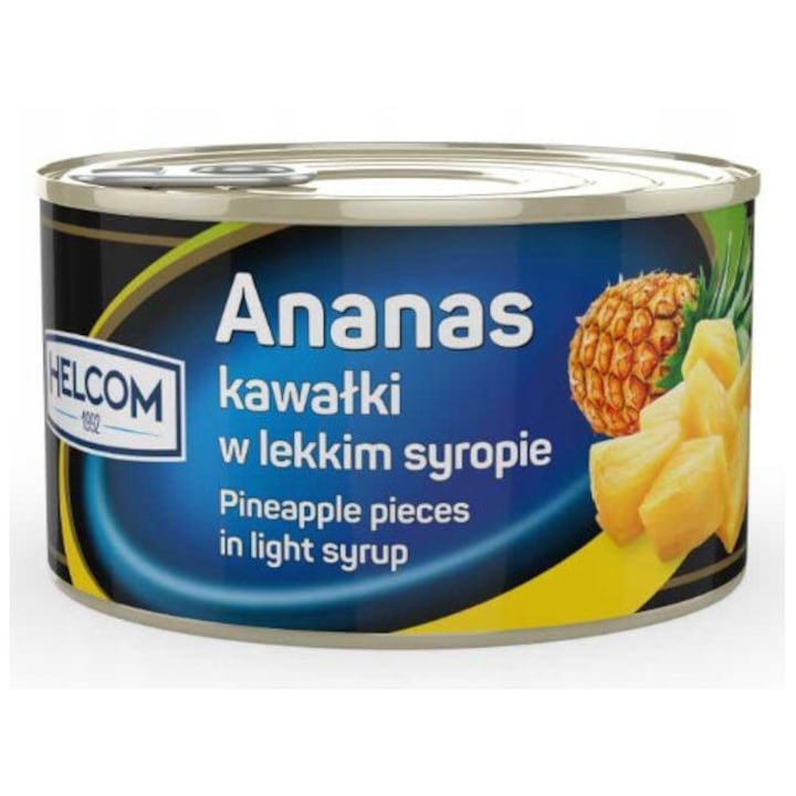 Bucati de ananas Helcom in sirop usor, 227g