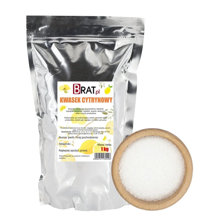 Acid citric 1kg, Brat.pl, cristale albe, ambalaj doypack