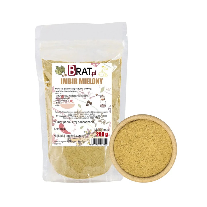 Ghimbir macinat 200g, Brat.pl, aromatizant