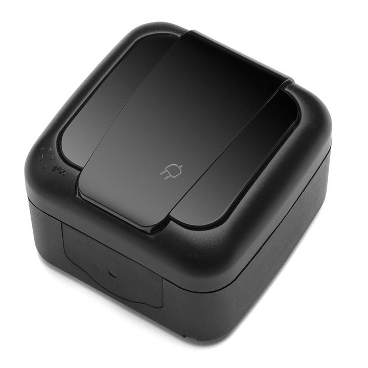 Прост контакт, повърхностен монтаж, IP54 защита, черен, Palmiye Viko