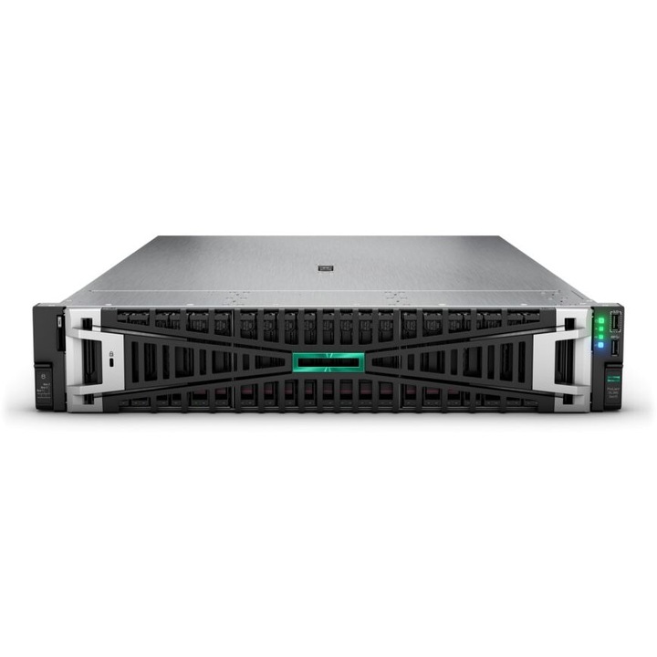 Server HPE ProLiant DL380 Gen11, Rack 2U, Intel Xeon Silver 4510 12 C / 24 T, 2.40 GHz - 4.10 GHz, 30 MB cache, 150 W, 64 GB DDR5 ECC, 2 x 8 TB HDD, 12 x LFF, HPE MR416i-p Gen11, 2 x 1000 W