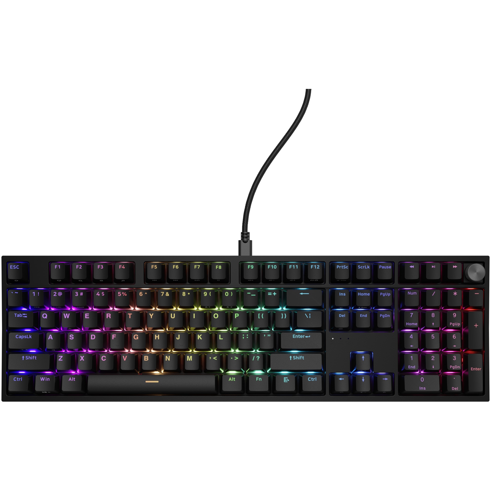 Tastatura gaming mecanica cu fir Genesis Thor 404 , iluminare RGB, switch Linear, switch model Outemu Peach Silent V3 5-pin, numar taste 107, 11 butoane multimedia, lungime cablu 1