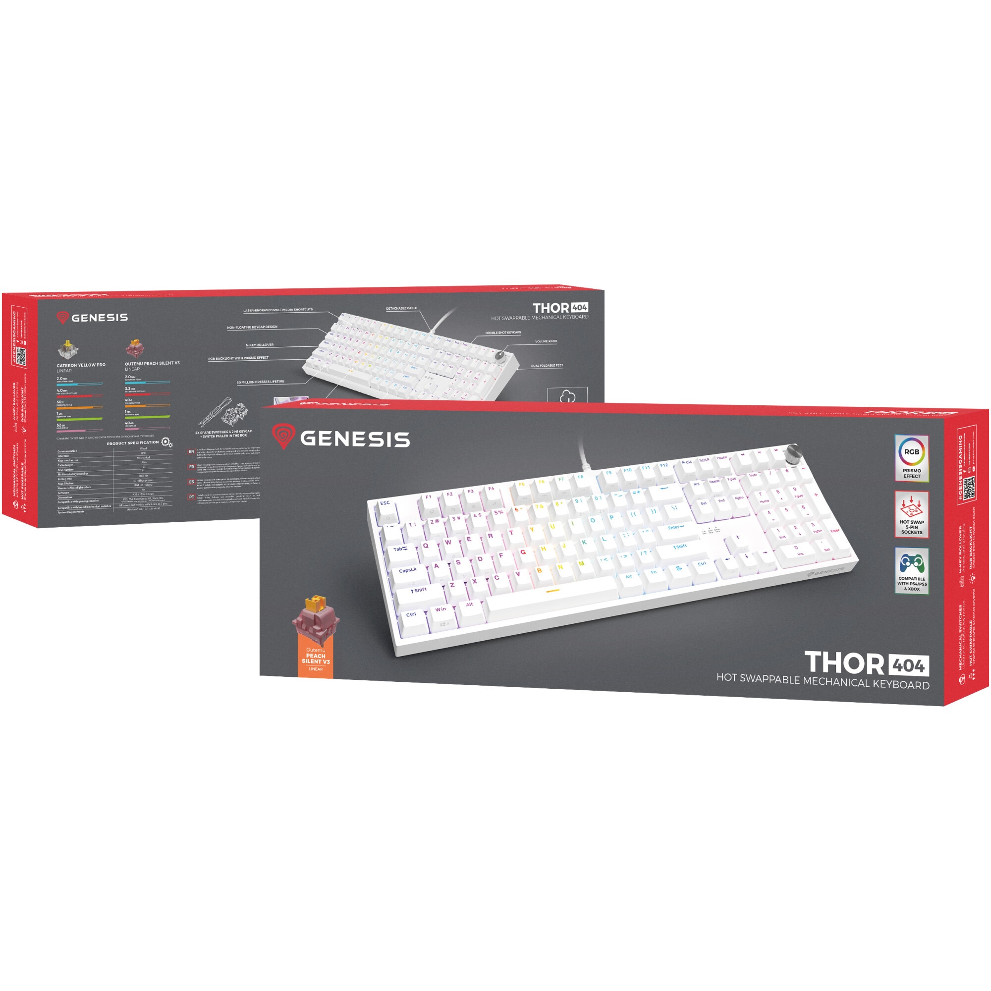 Tastatura gaming mecanica cu fir Genesis Thor 404, iluminare RGB