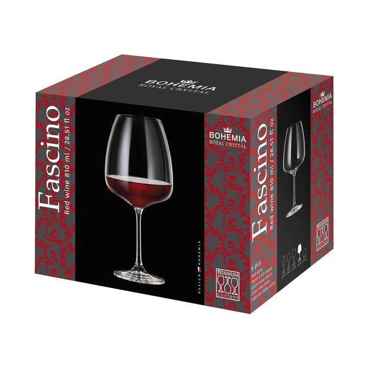 Set 6 pahare cristal Bohemia Fascino 810 ml