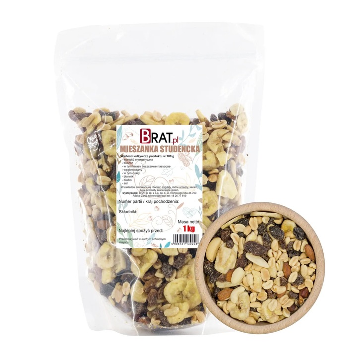 Mix de nuci si fructe uscate 1kg, Brat.pl, snack energizant