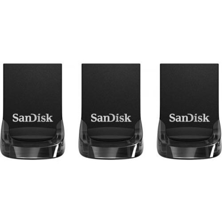 SanDisk Ultra Fit, USB 3.0, 3 x 32 GB, Fekete