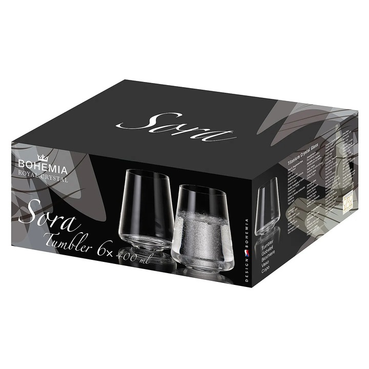 Set 6 pahare cristal Bohemia Sora 400ml