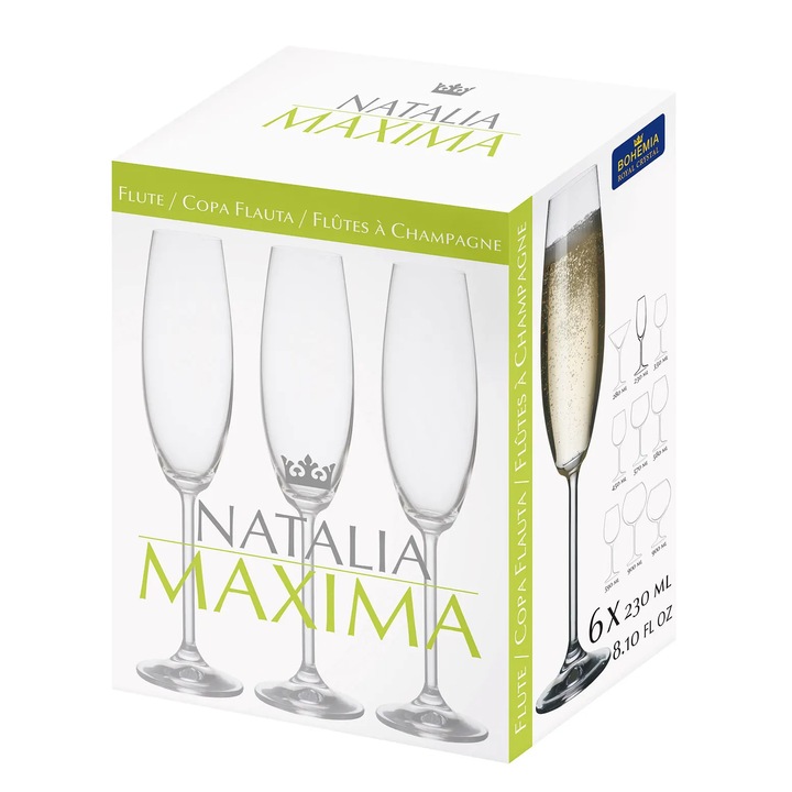 Set 6 pahare cristal Bohemia Natalia Maxima 230ml