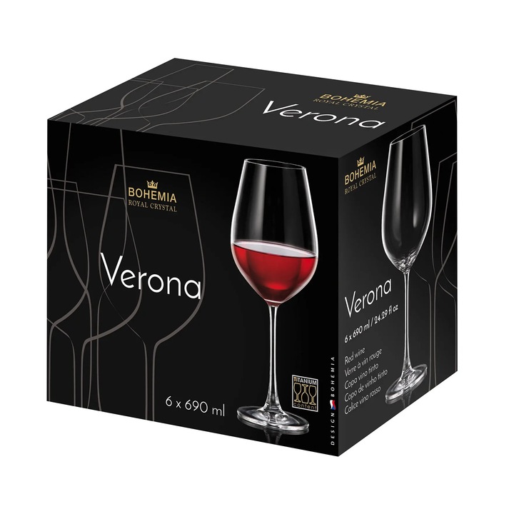 Set 6 pahare cristal Bohemia Verona 690ml